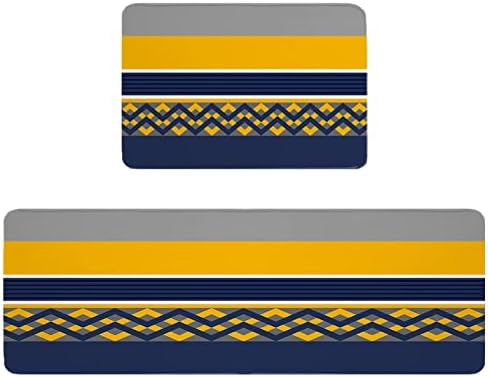 Cozy Kitchen Rugs 2-Piece Set with Geometric Patterns Non-Slip Absorbent