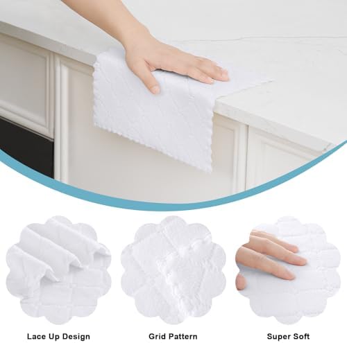 Homaxy 12-Pack Kitchen Dish Cloths 10x10 White
