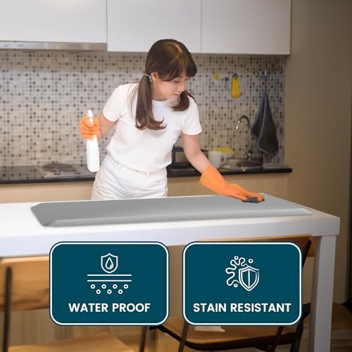 Caracal Cove Kitchen Mats 173x28 and 173x47 Grey Anti-Slip Non-Slip Set
