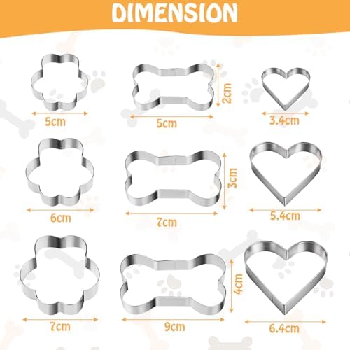 9PCS Dog Bone Cookie Cutter Set for Treats and Baking