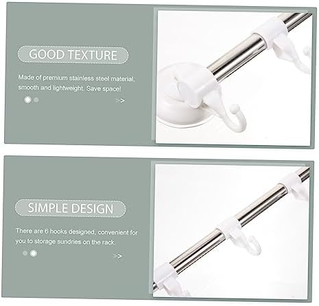 Wall Mount Adjustable Towel Rack with Hooks and Suction Cup