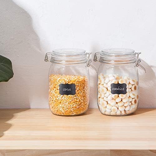 Flrolove 32oz Glass Canister Set of 4 with Hinged Lid