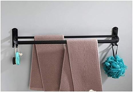 Black Aluminum Pole Towel Rack for Bathroom