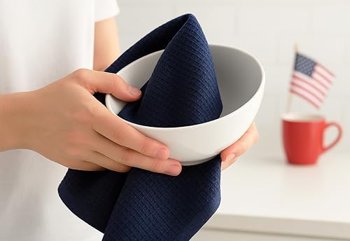 PurpleEssences 4th of July Waffle Weave Kitchen Towels 15x25 100 Cotton 6_pack