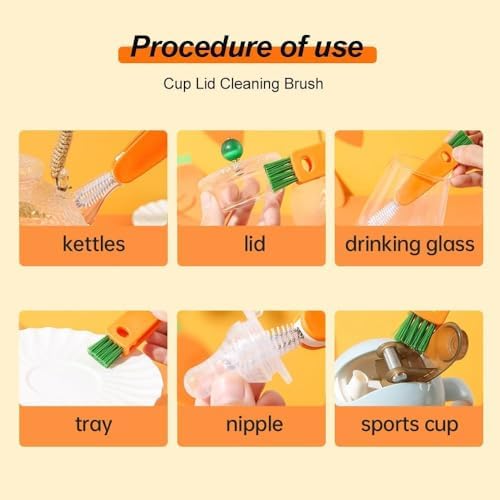 3-in-1 Cup Lid Gap Cleaning Brush for Baby Bottles Sports Cups More