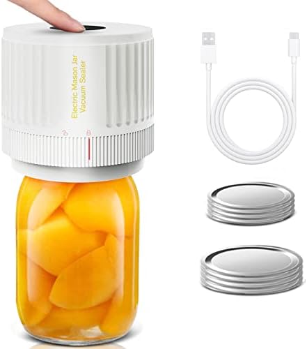 Electric Mason Jar Vacuum Sealer Cordless White