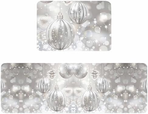 Crafting a Cozy Kitchen with Christmas Moments Silver Stars Area Runner Mat Set