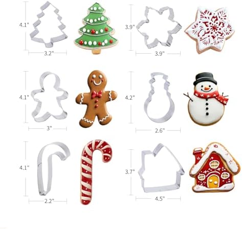 6-Pack Christmas Cookie Cutters Set - Durable for Baking More