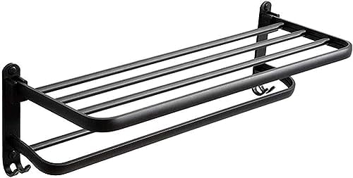 SilteD Adjustable Black Aluminum Towel Rack