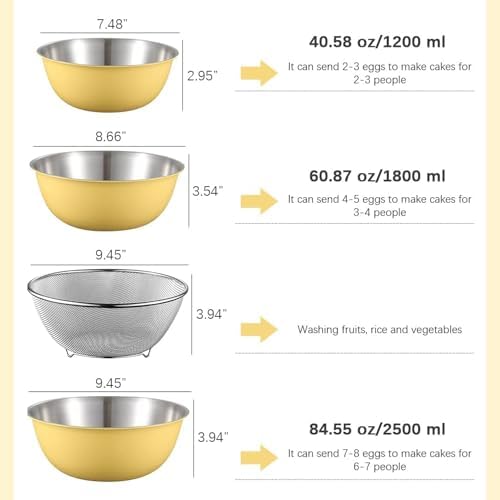 Stainless Steel Mixing Bowls Colander Set for Kitchen Use