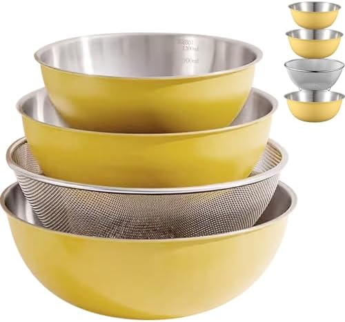 Stainless Steel Mixing Bowls Colander Set for Kitchen Use