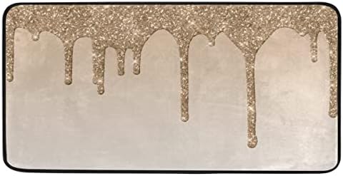 Aslsiy Dripping Brown Glitter Kitchen Rug 39x20