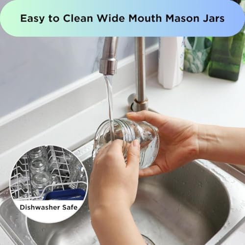 JOJAN Premium Wide Mouth Glass Jars with Airtight Lids - 8oz Pack of 12