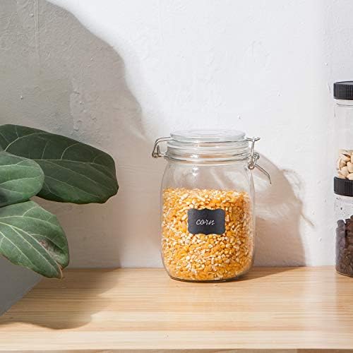 Flrolove 32oz Glass Canister Set of 4 with Hinged Lid