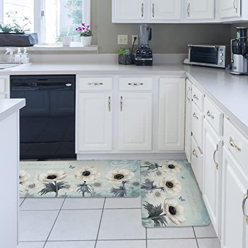Carosoffe Spring Floral Kitchen Rugs Soft Non-Slip Absorbent