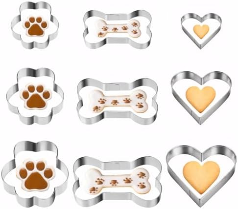 9PCS Dog Bone Cookie Cutter Set for Treats and Baking