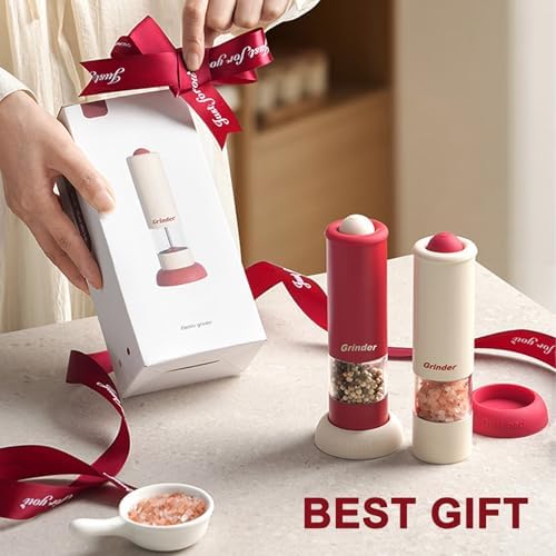 Electric Salt and Pepper Grinder Set USB Rechargeable Adj Coarseness Cute Kitchen Gadgets
