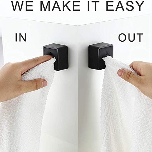 Wuden Towel Holder - 12 Pack Black Self Adhesive Kitchen Towel Hanger