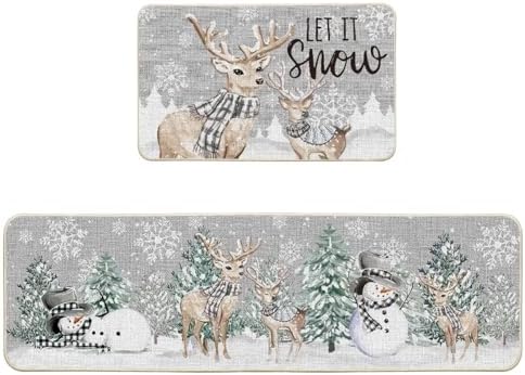 Festive Kitchen Mats Christmas Trees Deer