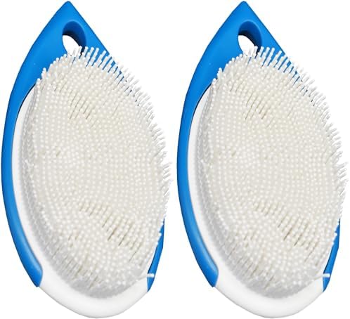 Set of 2 Rubber Scrub Brushes with 2 Sides Heavy Duty Cleaning