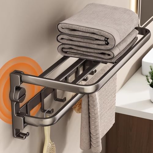 Space Aluminum Towel Shelf Suction Cup Wall-Mounted Bathroom Organizer