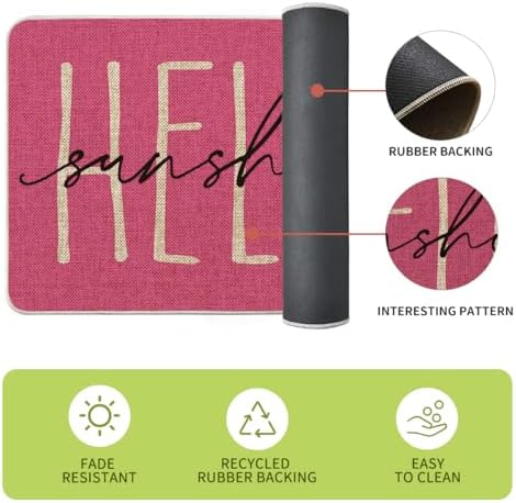 Artoid Mode Pink Daisy Hello Sunshine Kitchen Mats Set of 2