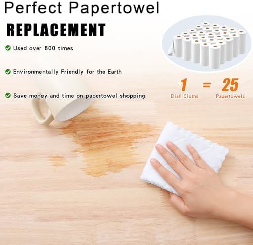 Homaxy 12-Pack Kitchen Dish Cloths 10x10 White