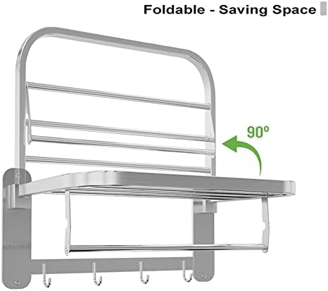 60cm Wall-Mounted Towel Organizer with Bar Hooks