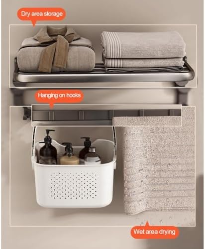Space Aluminum Towel Shelf Suction Cup Wall-Mounted Bathroom Organizer
