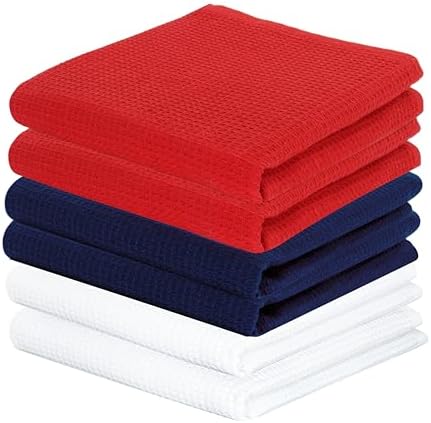 PurpleEssences 4th of July Waffle Weave Kitchen Towels 15x25 100 Cotton 6_pack