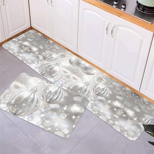 Crafting a Cozy Kitchen with Christmas Moments Silver Stars Area Runner Mat Set