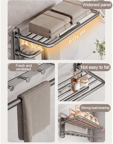 Gray Space Aluminum Towel Rack Wall-Mounted Towel Holder