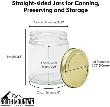 12-Piece 9Ounce Glass Mason Jars With Lids - 12 in Case