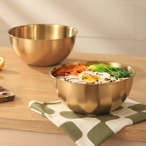 Stainless Steel Salad Bowls Set of 2 with Measurement Markings