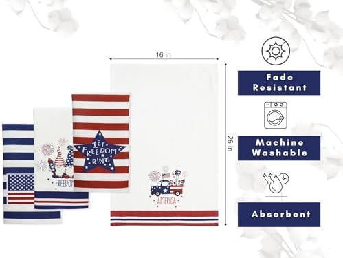 PurpleEssences - 4th of July 100 Cotton Kitchen Towels Set of 4