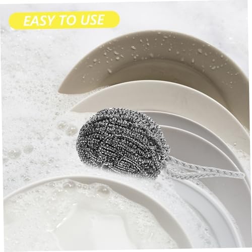 Stainless Steel Wok Scrubber Brush 2 Pack Kitchen Tool for Cleaning