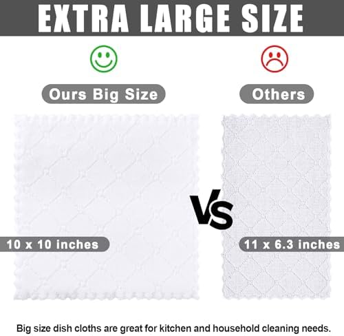 Homaxy 12-Pack Kitchen Dish Cloths 10x10 White
