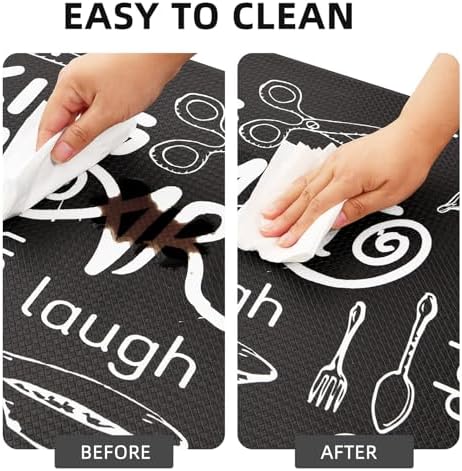 Anibedding Anti Fatigue Kitchen Mats Set of 2 Black