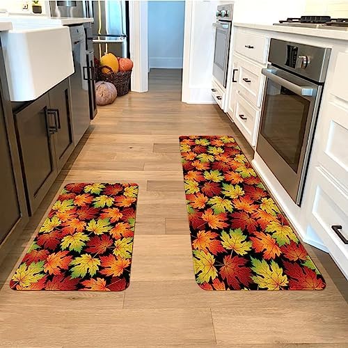 Fall Kitchen Rugs maple Leaves Kitchen Mat Set - Perfect For Autumn Thanksgiving