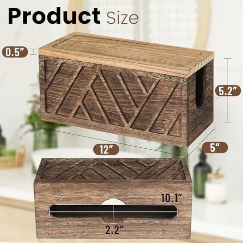Wood Paper Towel Holder Wall Mount with Lid