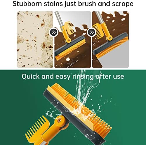 Ztexkee 3-in-1 Floor Scrub Brush with Stainless Steel Handle