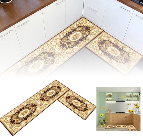 Stylish Kitchen Rugs and Mats Set Non-Slip Washable Soft Functional