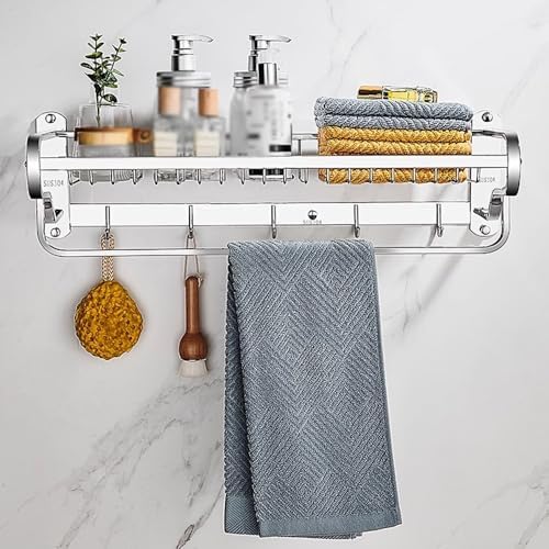Towel Shelf Holder with Hooks for Bathroom Lavatory