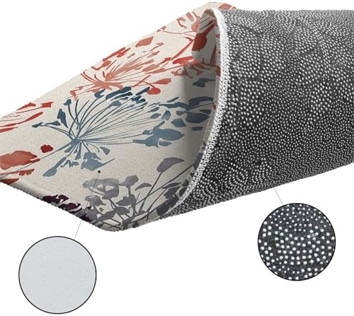 Carosoffe Red Green Brown Flowers Kitchen Rug Set