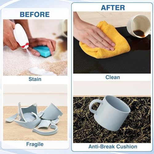 Marble Kitchen Mat 2-Pack Anti-Fatigue Kitchen Rugs Non-Slip Stain-Resistant