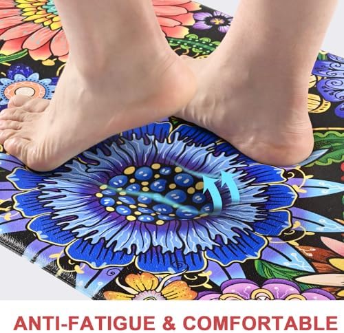 Likiyol Boho Elegant Floral Kitchen Rugs