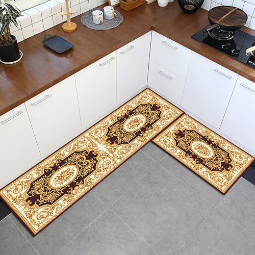 Stylish Kitchen Rugs and Mats Set Non-Slip Washable Soft Functional