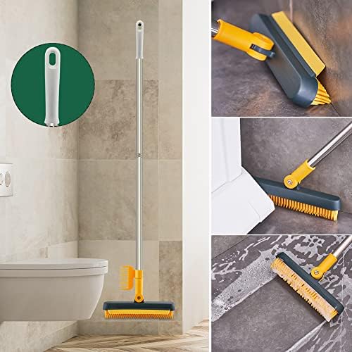 Ztexkee 3-in-1 Floor Scrub Brush with Stainless Steel Handle