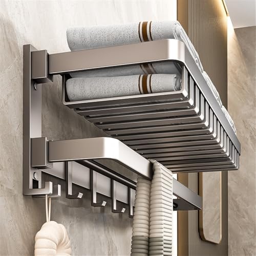 ANBNK Modern Wall-Mounted Towel Shelf Compact Durable Towel Holder for Bathroom