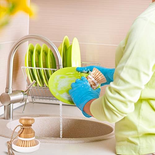 Bamboo Scrub brush set 3 withHolder Durable Kitchen tools